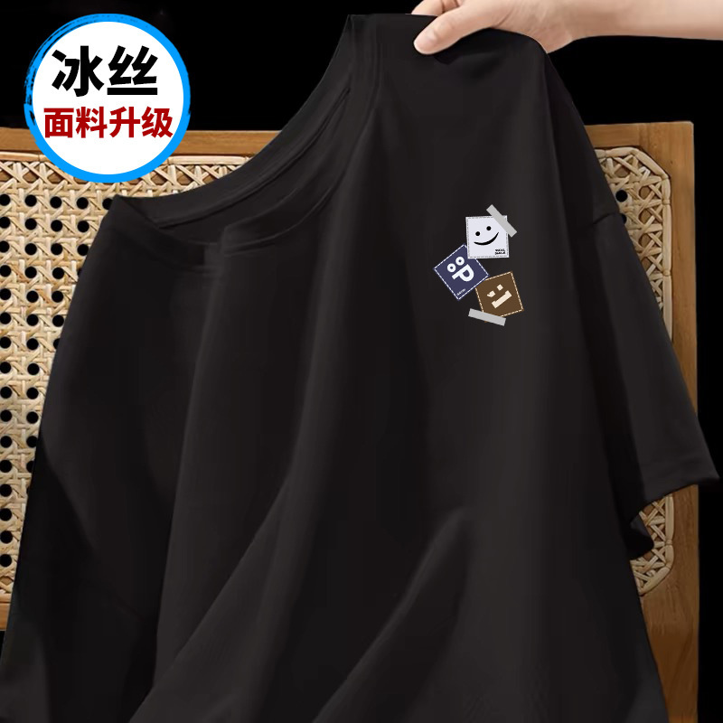 厂家批发港风冰丝夏季圆领潮流男士t恤上衣印花百搭休闲舒适T恤详情26