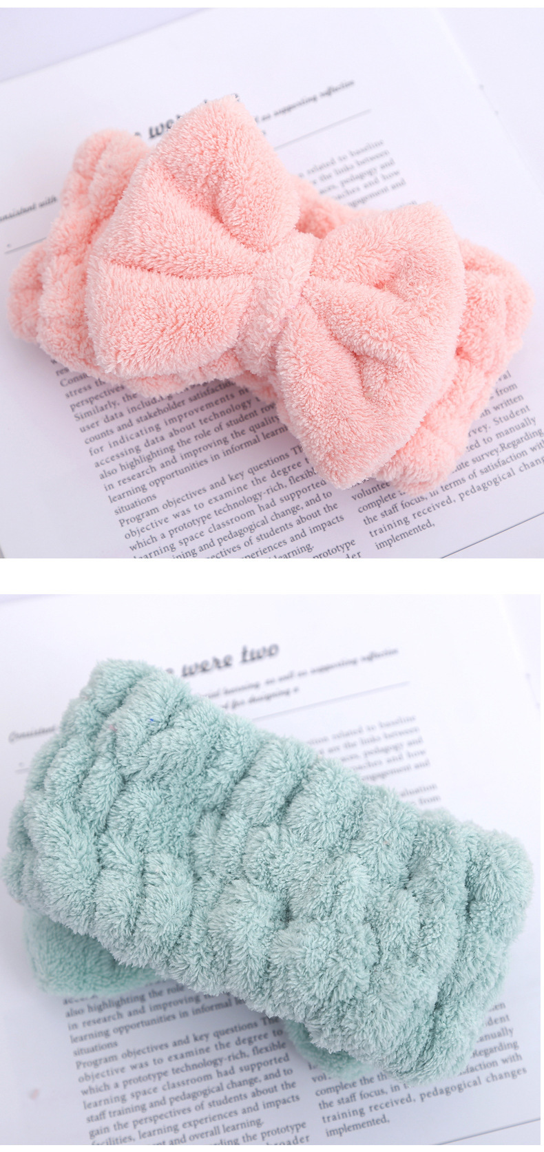 【 Chi Jia 】 Cute hair band for washing face and absorbing water, coral velvet hair bun for girls, cute Korean headscarf, bow makeup pic 10