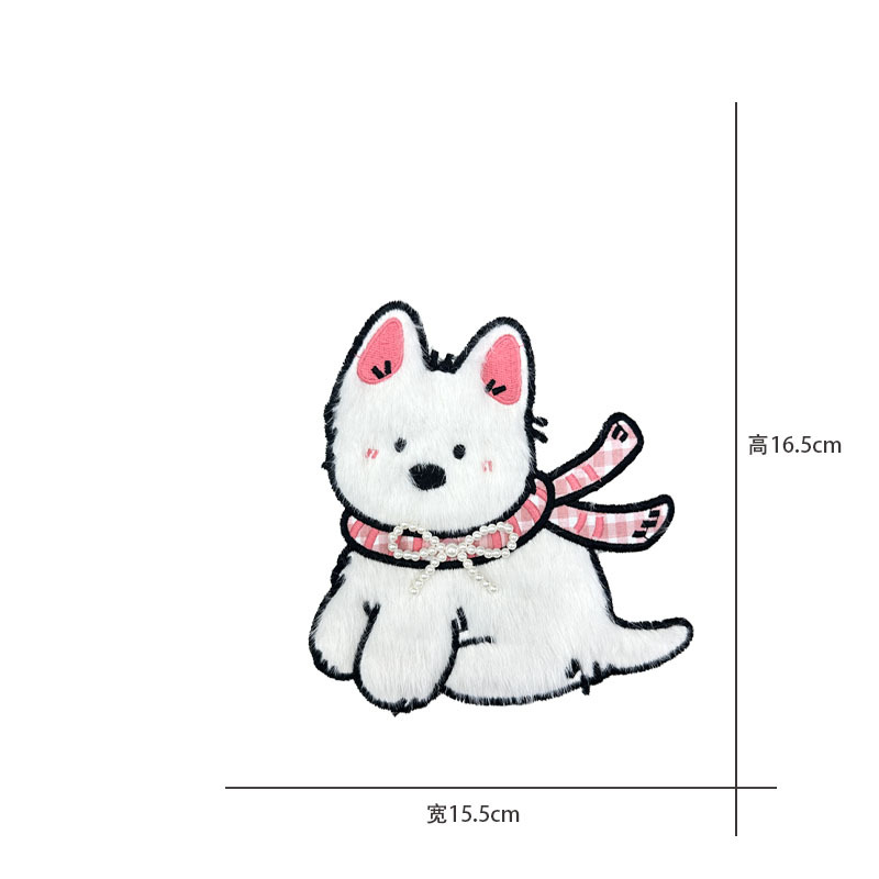 卡通新款电脑刺绣可爱毛绒绒小狗小羊猫咪布贴服装包包辅料补丁贴详情11