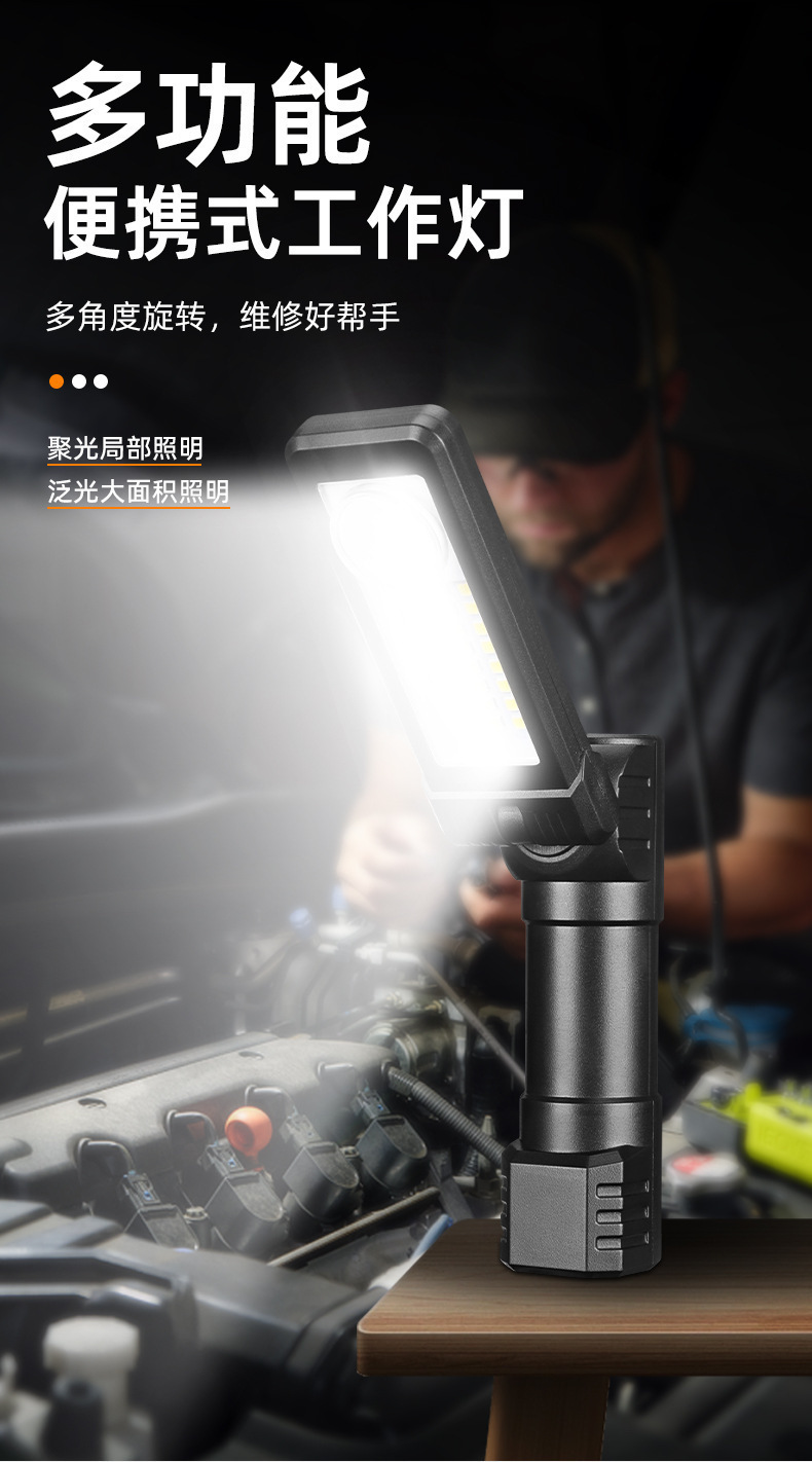 New cross-border multi-functional portable multi-angle folding work light, multi-source strong light head lamp, long-lasting magnetic suction lamp pic 1