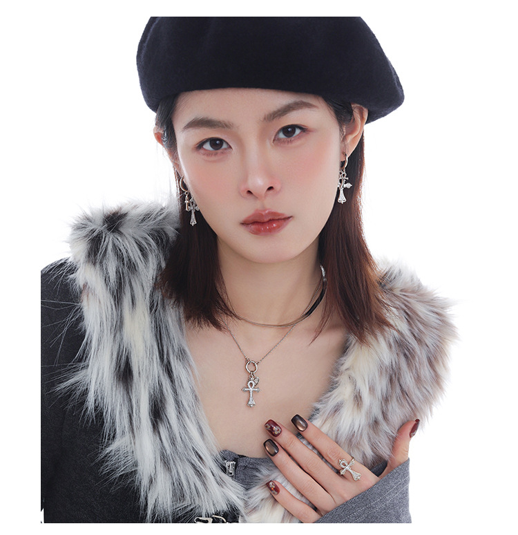 时尚个性冷淡风十字架系列耳环女原创设计轻奢高级感百搭耳钉耳饰 pic 10