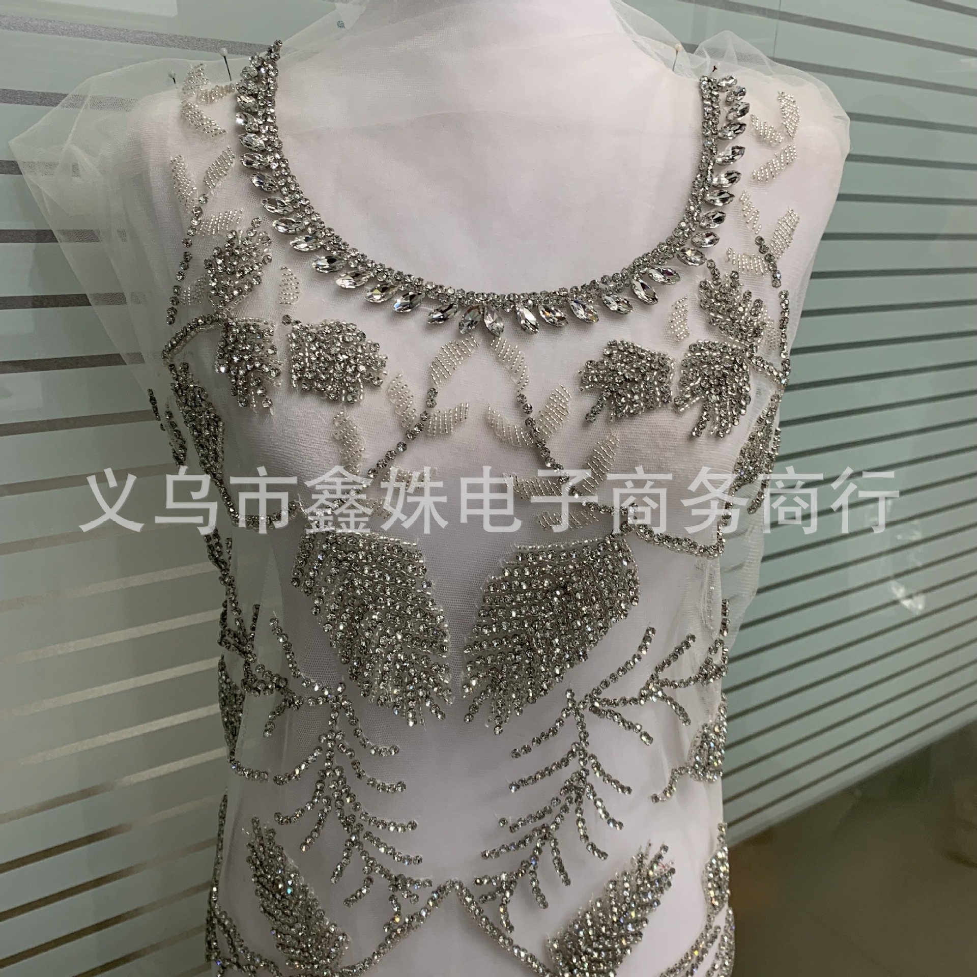 Double-layer tassels, hand-stitched, heavy floral applique, crystal rhinestone patch, wedding dress, Latin dance fashion show pic 6