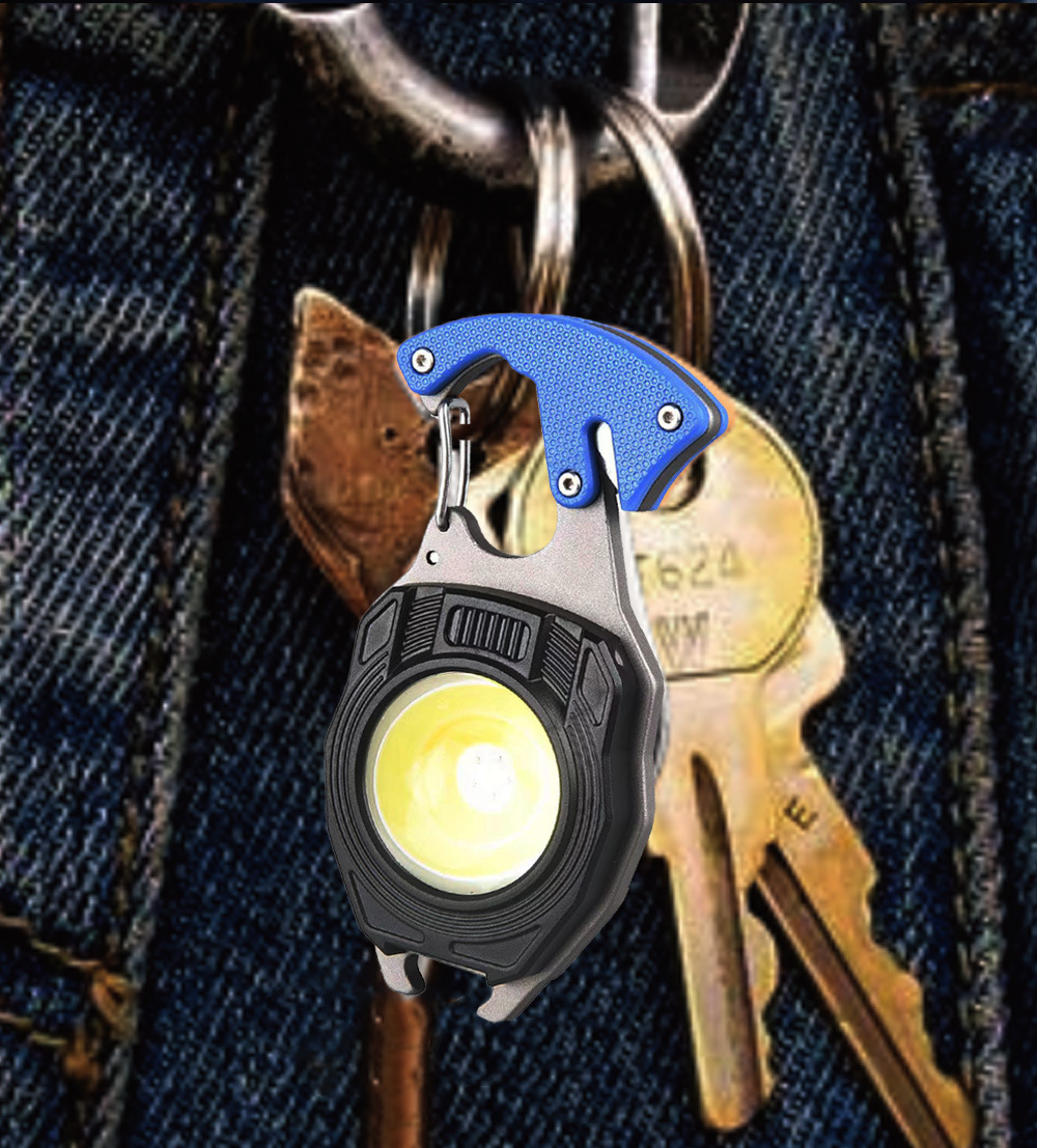 Cross-border Douyin hot-selling small flashlights, outdoor multi-functional cigarette lighters, keychains, light strips, cutters, window-breaking hammers, and work lights pic 12