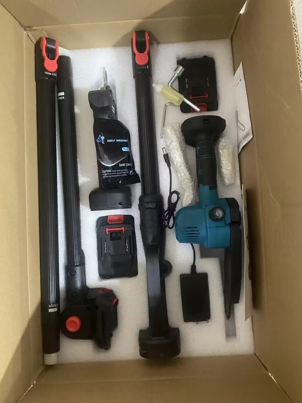 园艺园林多功能充电锂电池伸缩杆锂电锯修枝剪大功率电动工具套装详情15