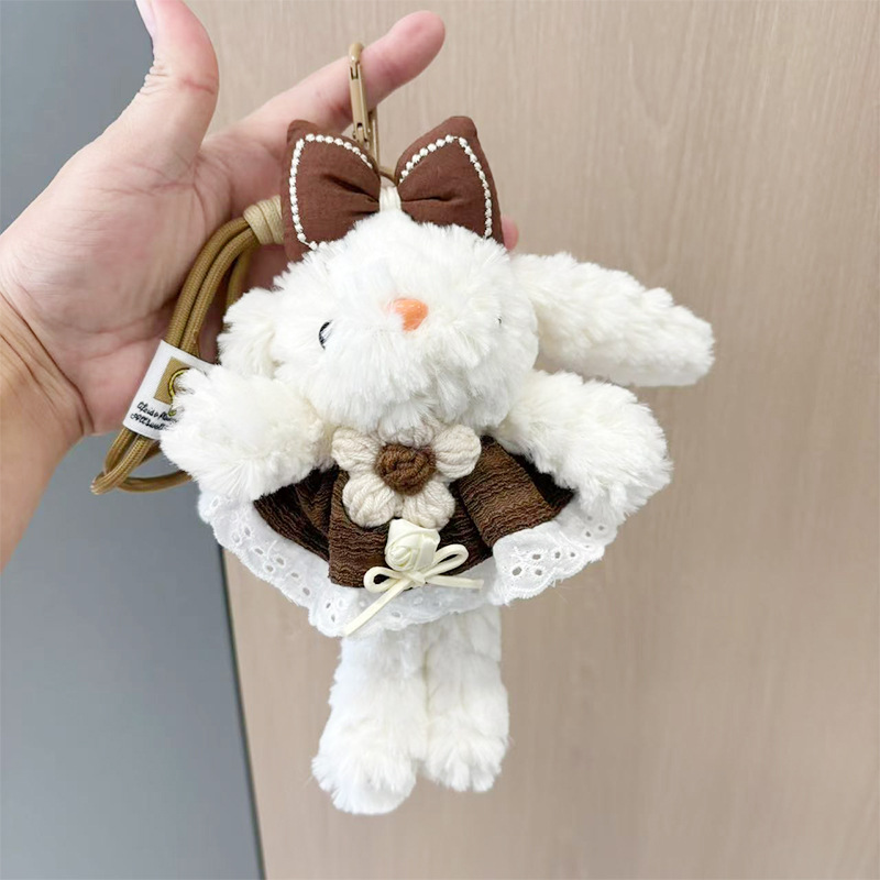 多巴胺格子长耳兔包包挂件小饰品可爱钥匙扣公仔玩偶兔子毛绒玩具详情20