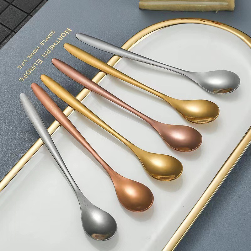 韩式ins风不锈钢长柄咖啡勺 家用调味搅拌勺创意甜品勺不锈钢勺子详情1