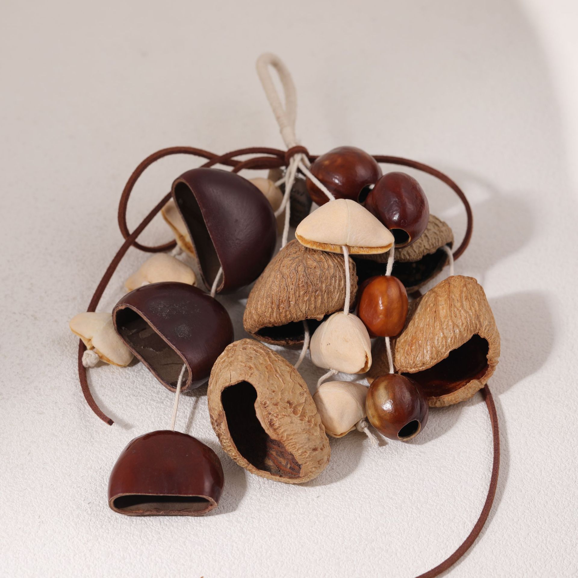 Indonesian handmade fruit shell wind chimes, natural Musical Instruments, sound therapy hand-cranked bells, fruit shell cranked bells, diy wind chime bags, hanging ornaments pic 16