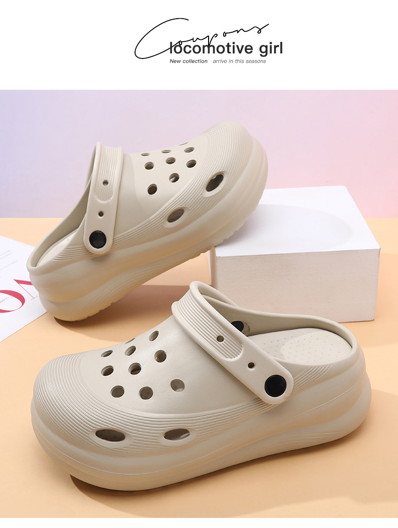 夏季高跟EVA洞洞鞋女 增高厚底户外沙滩凉拖鞋防滑防臭踩屎感拖鞋详情16