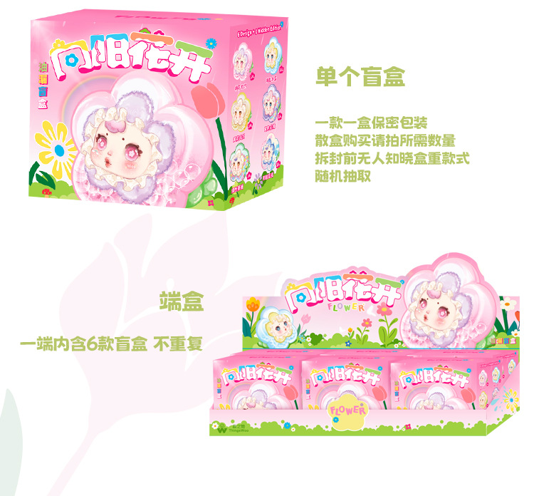 Sunny blooming Oil Leak Blind Box Cartoon Creative flower design ornament Acrylic plush ornament blind box wholesale pic 7