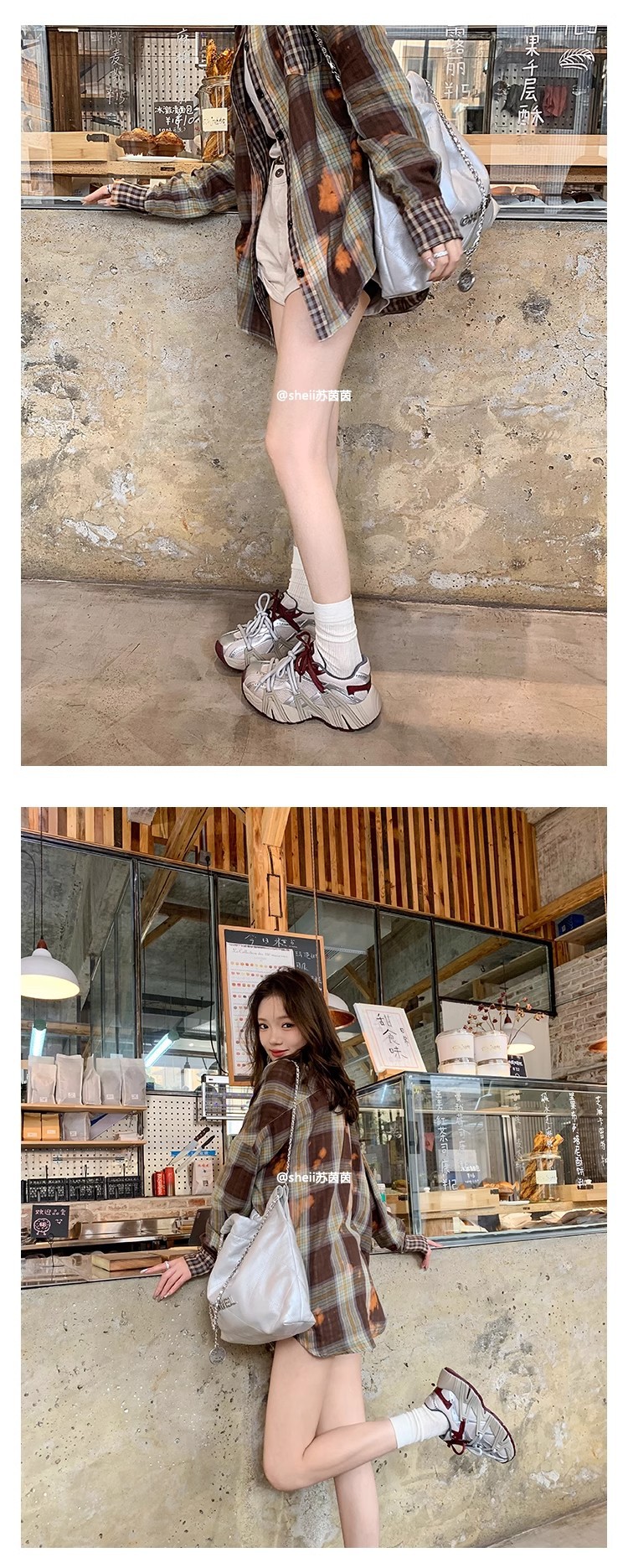 【sheii苏茵茵】长高6cm~秋冬复古鸳鸯带厚底休闲老爹鞋女运动鞋详情14