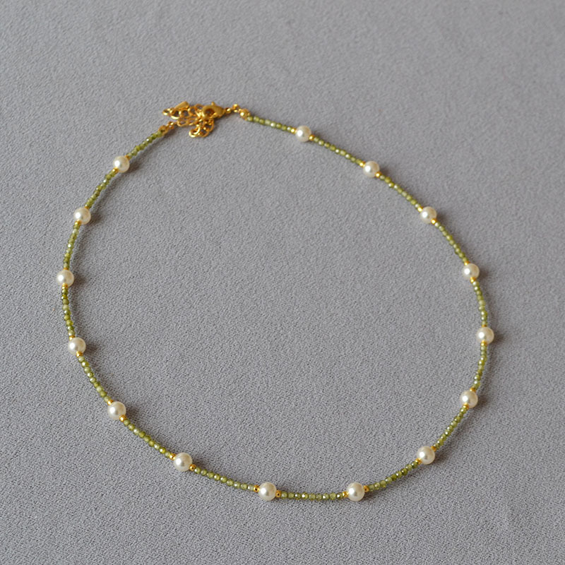 日韩小众设计闪亮彩色锆石满天星珍珠清新甜美高级感项链锁骨链女详情8