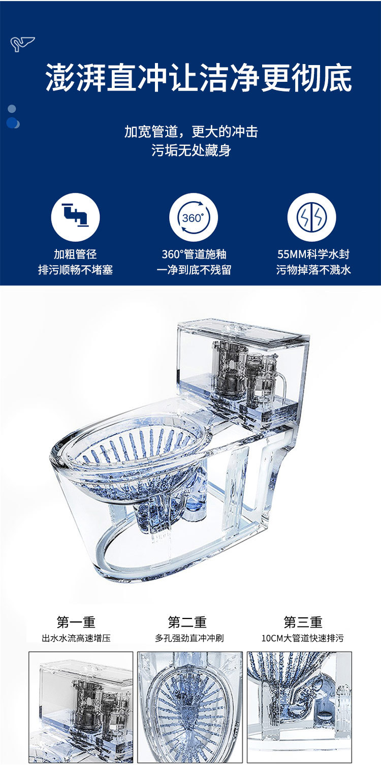 新款墙地排分体式马桶冲落式坐便器马桶陶瓷便器家用酒店卫浴洁具详情5