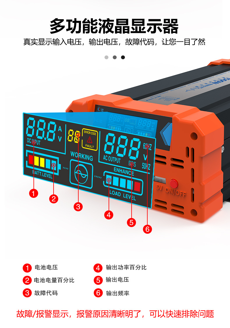 Трансграничный инвертор 1k2k3kw, специально для 12v инвертера с откидной сеткой, чистый синусоидальный боинверт pic 9
