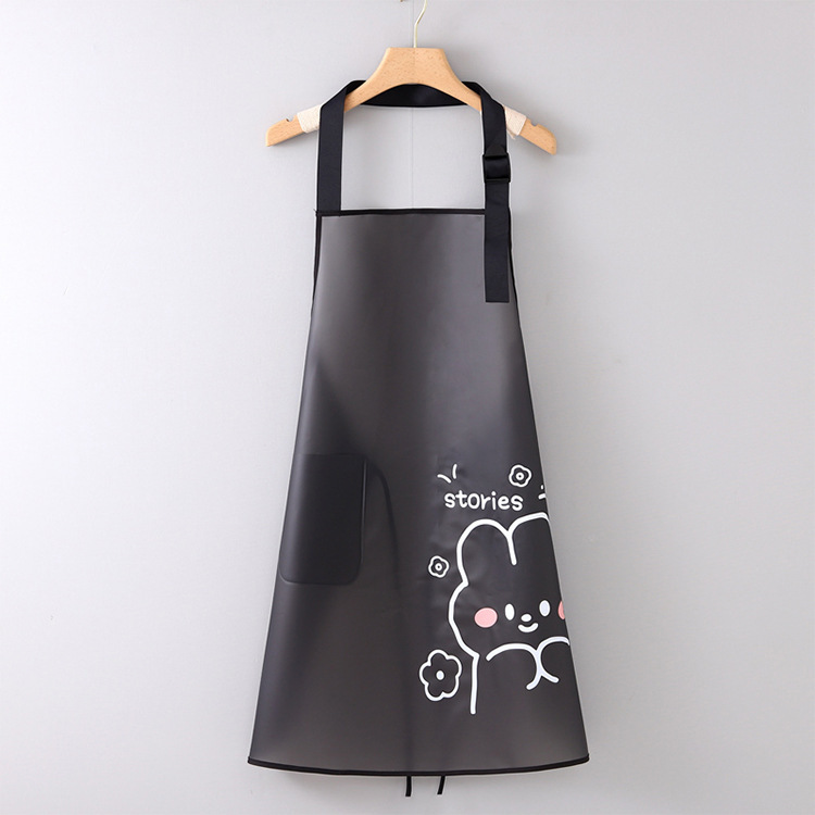 【 Chi Jia 】 Semi-transparent waterproof and oil-resistant TPU apron for women, adjustable tpu cute rabbit print kitchen pic 12