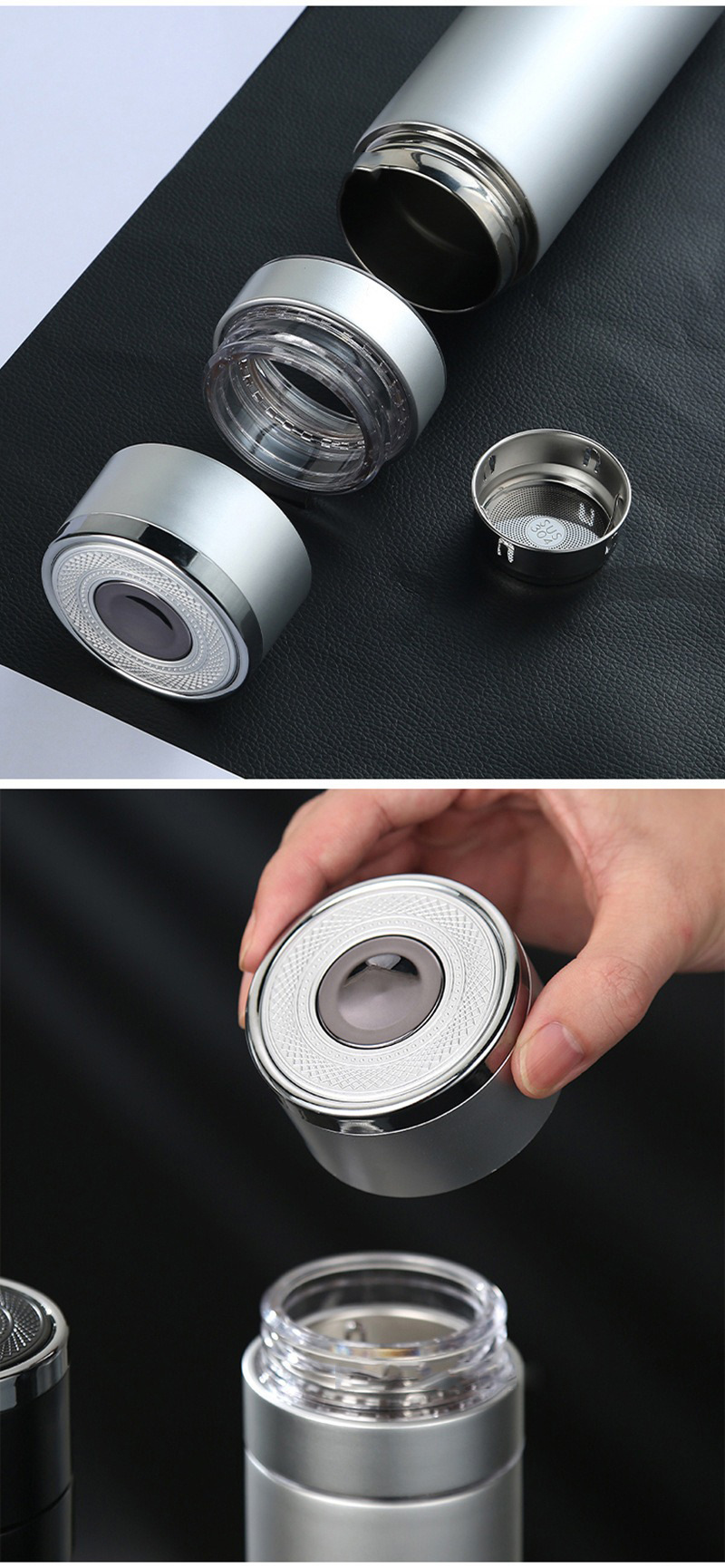 车载速开杯316不锈钢保温茶水分离杯密封男士户外 一键开盖泡茶杯详情15