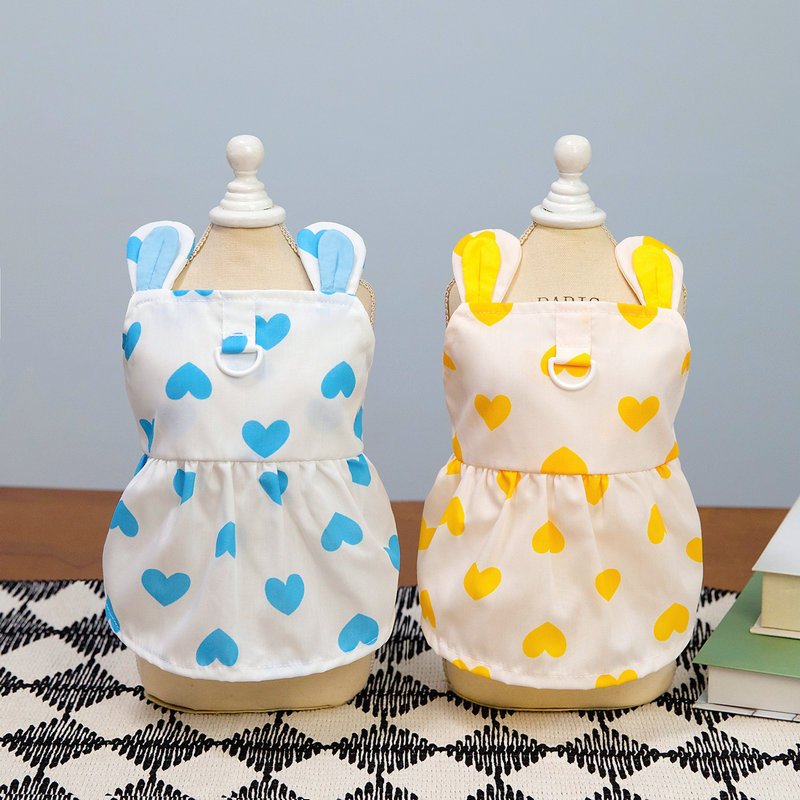 Spring and summer painted drawstring dress set, pet dog teddy Bichon Frise small dog vest style chest and back dog clothing pic 11