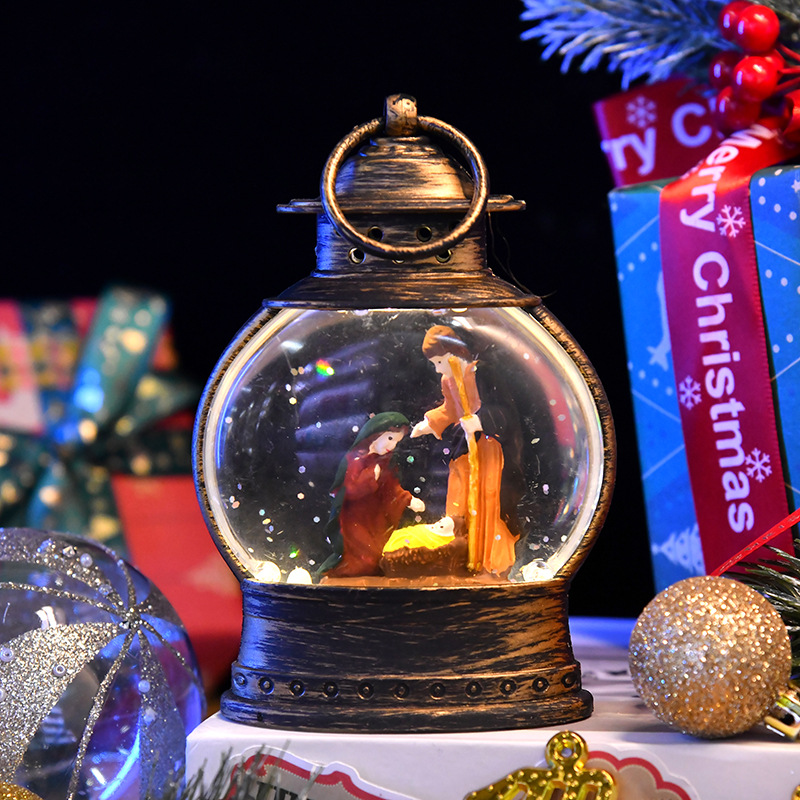 New Christmas decorations, water-filled oval small horse lanterns, interior handicrafts, table ornaments, hand-carried small oil lamps, Christmas atmosphere decoration pic 6