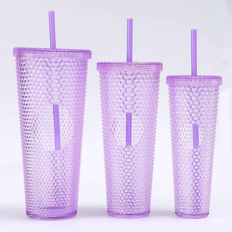 Cross-border durian cup three-piece set, two-piece set, double-layer, single-layer, large-capacity, prickly straw, plastic cup, custom logo pic 8