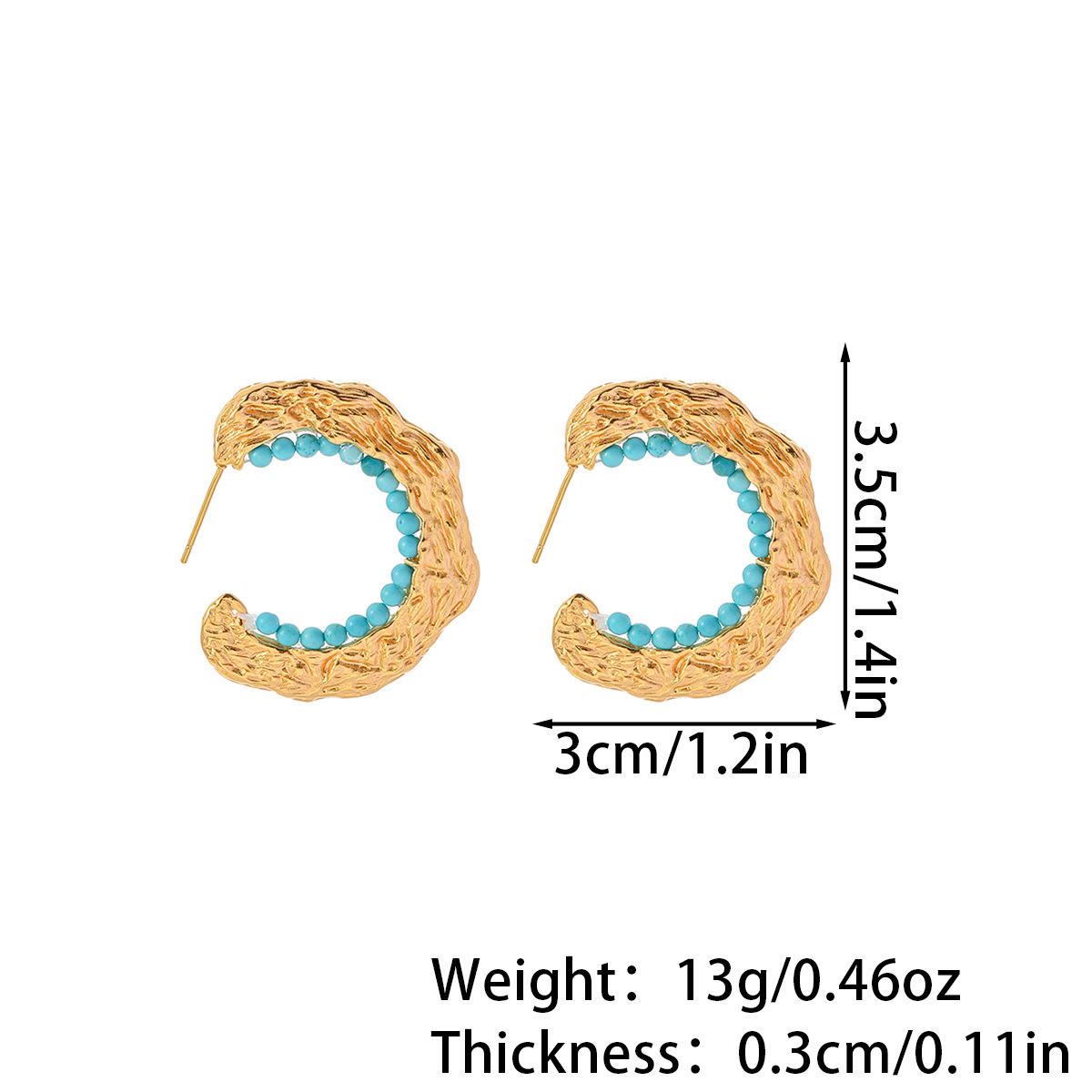 娜莎异域度假系列肌理感绿松石淡水珍珠耳环轻奢高级感耳环不掉色详情4