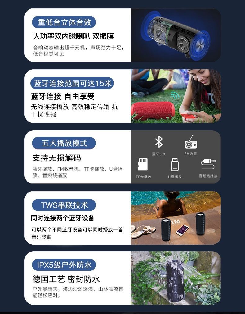 柯莱逊蓝牙音箱无线重低音炮广场舞大音量手机家用户外插卡音响详情2