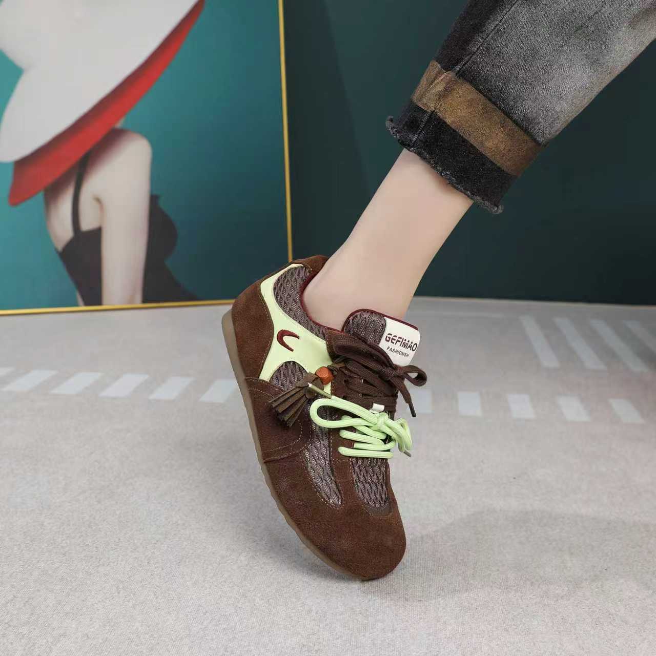 真皮厚底德训鞋女2025年早秋新款舒适休闲鞋复古运动小白鞋板鞋女详情3