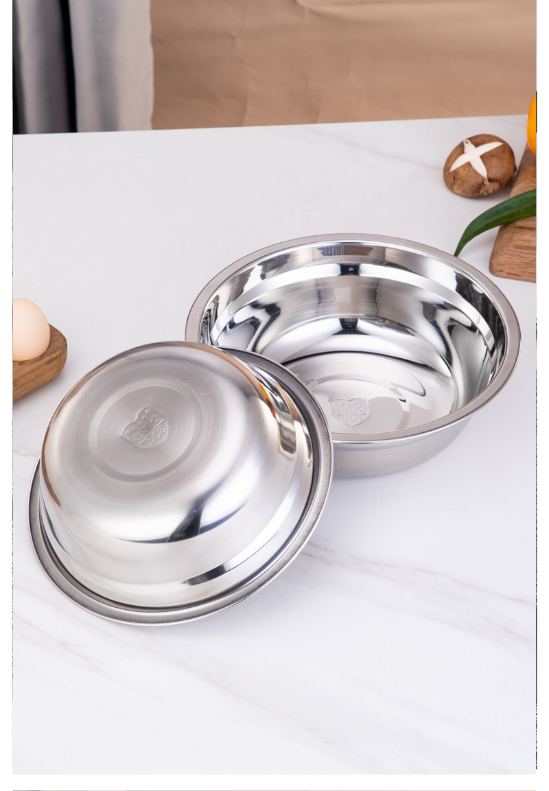 Non-magnetic stainless steel soup bowls, household round soup bowls, small bowls, soup bowls, vegetable bowls, rice bowls, cafeteria seasoning bowls wholesale pic 17