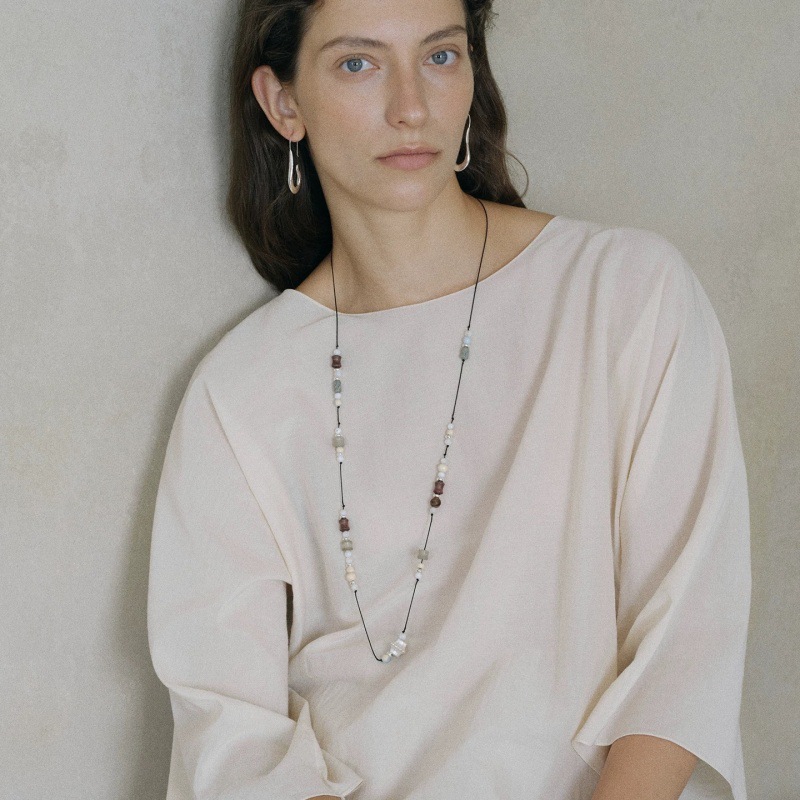 新款云松木珠串珠项链小众轻奢高级感多种戴法气质长款腰链卫衣链详情1