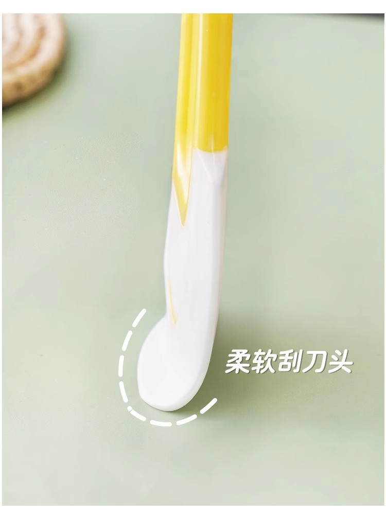 Yellow silicone scraper for cleaning the bottom of kitchen stoves, pans and plates, soft scraper, high-temperature resistant scraper blade, kitchen tools pic 4