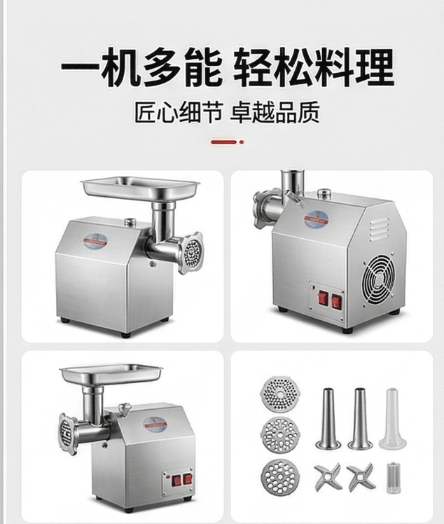 Multi-functional commercial desktop meat grinder, high-power slicing and shredding fully automatic stainless steel meat grinder for restaurants and canteens pic 2