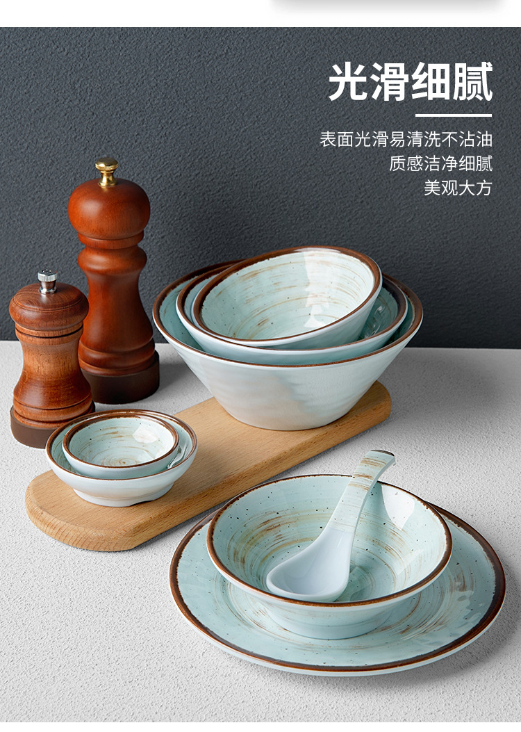 New imitation porcelain KB blue glaze dot melamine tableware factory direct sales melamine tableware pic 4