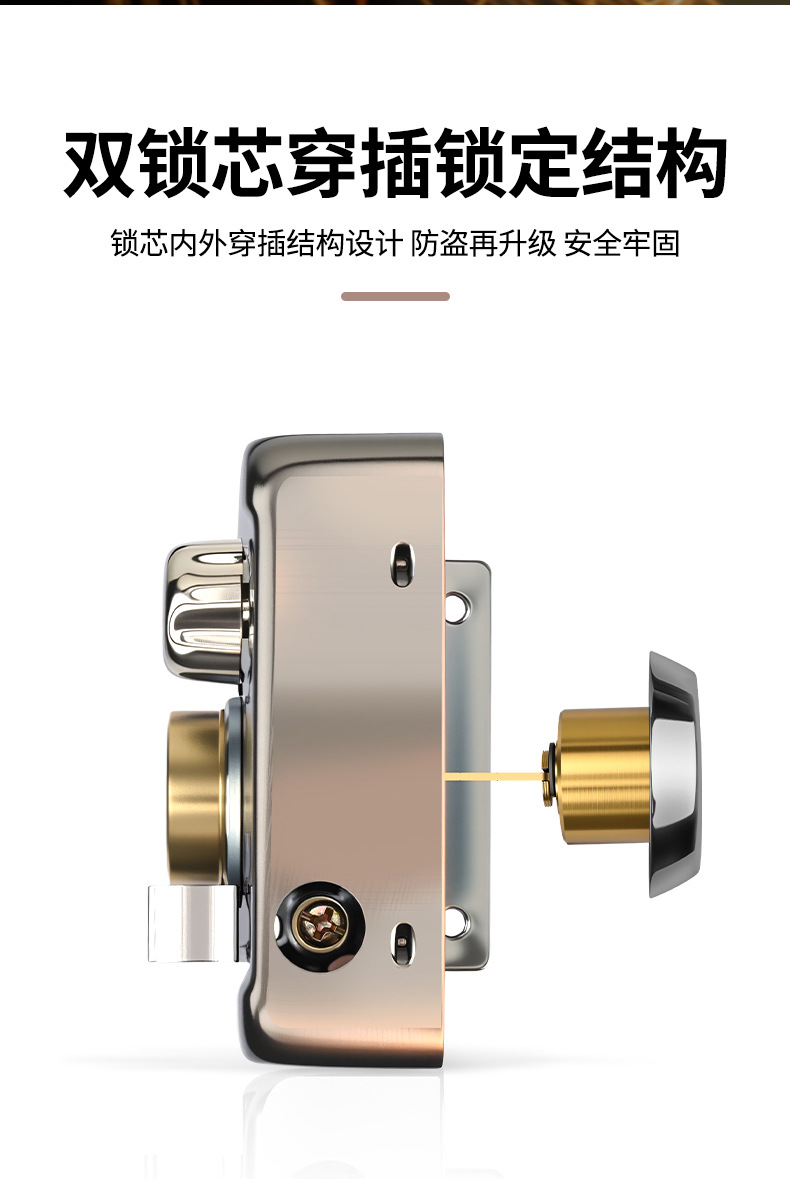 Indoor and outdoor old-style exterior anti-theft door lock, red bronze iron door, wooden door, garage door, three-safety lock, cross pic 5