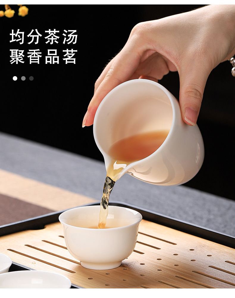 羊脂玉白瓷茶具套装全套功夫茶具盖碗茶杯旅行茶具便携礼盒印LOGO详情9