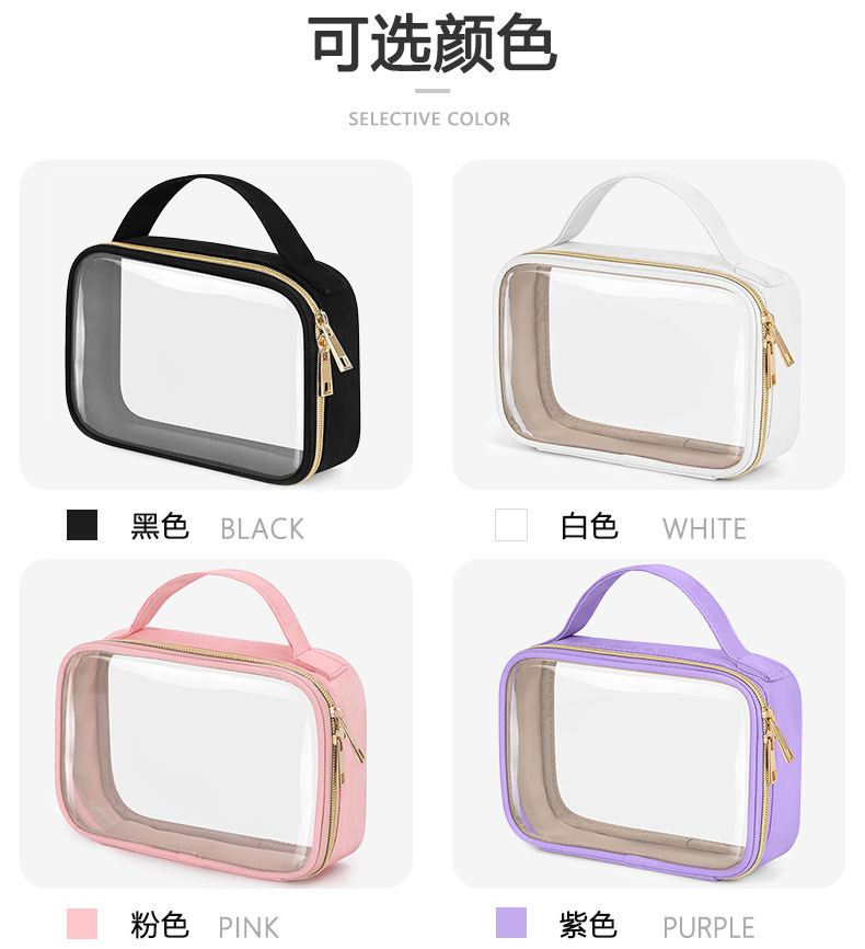 跨境爆款便携式防水透明旅行洗漱包ins多功能收纳pvc手提化妆包袋详情6