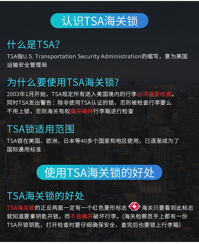 亚马逊爆款TSA海关密码锁 背包行李箱钢丝锁铝合金密码挂锁工厂店详情18