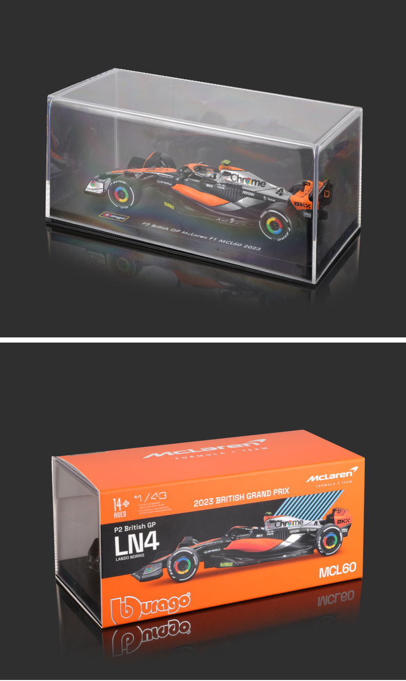 Bburago 1:43F1 racing car MCL60 McLaren 2023 simulation alloy car model toy car pic 13