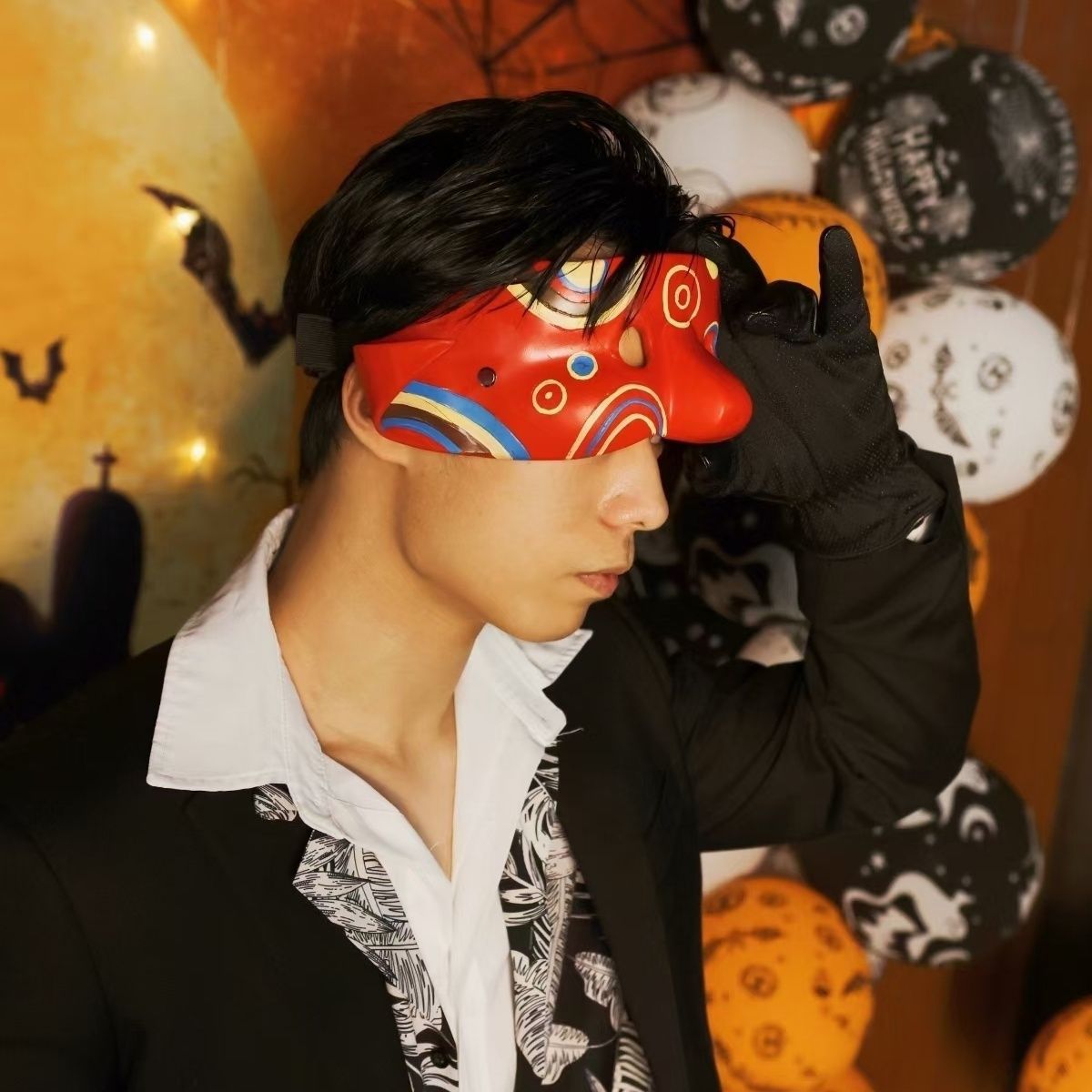 万圣节吴彦祖同款面具男士帅气阿祖半脸面罩cos化妆舞会道具头套详情6