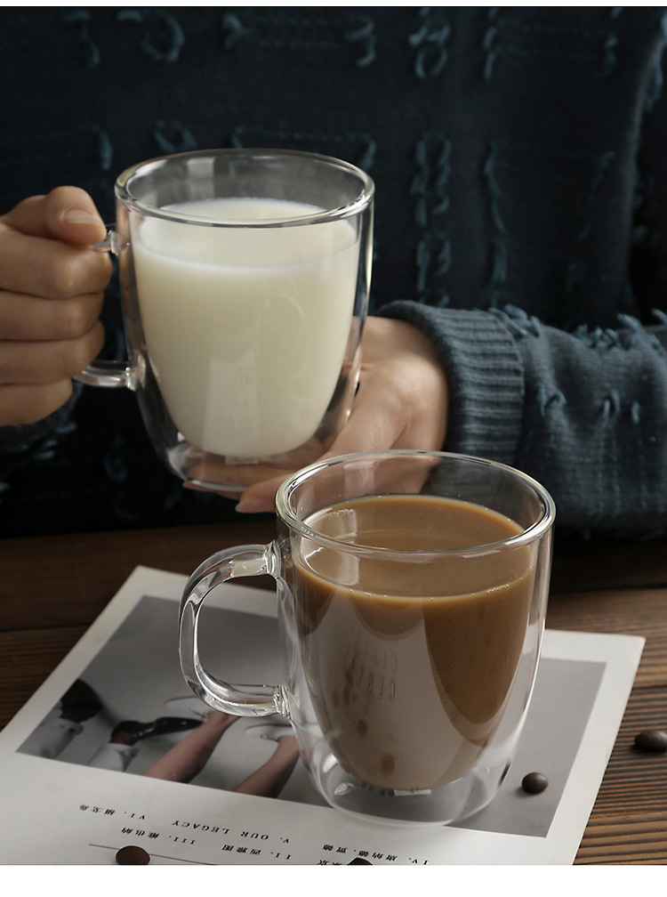 明尚德简约双层玻璃杯隔热茶杯家用水杯马克杯透明咖啡杯批发杯子详情9