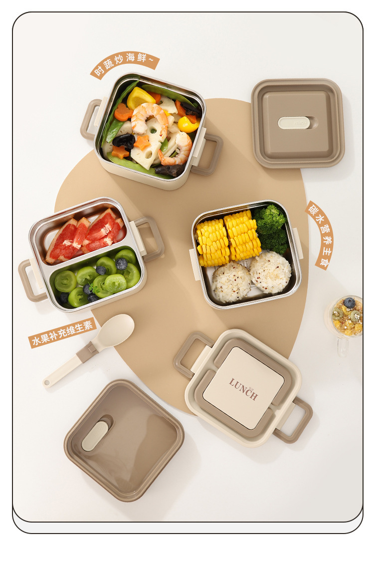 Factory direct sales of stainless steel lunch boxes, microwave ovens, multi-layered lunch boxes for office workers with meals, cross-border wholesale and consignment pic 9