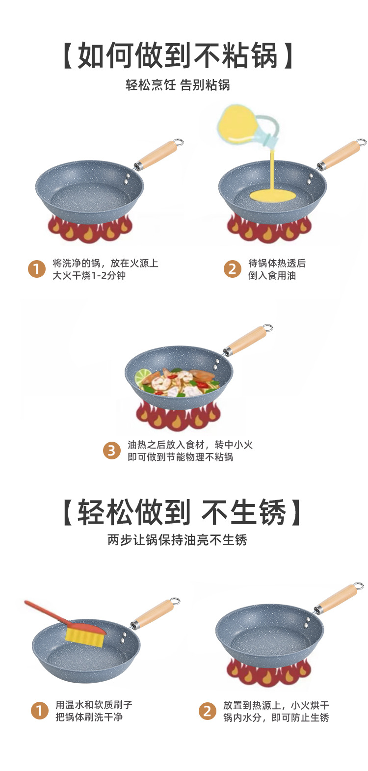 跨镜不粘平底锅压纹麦饭石煎锅家用煎牛排不沾锅电磁炉煤气炉通用详情18