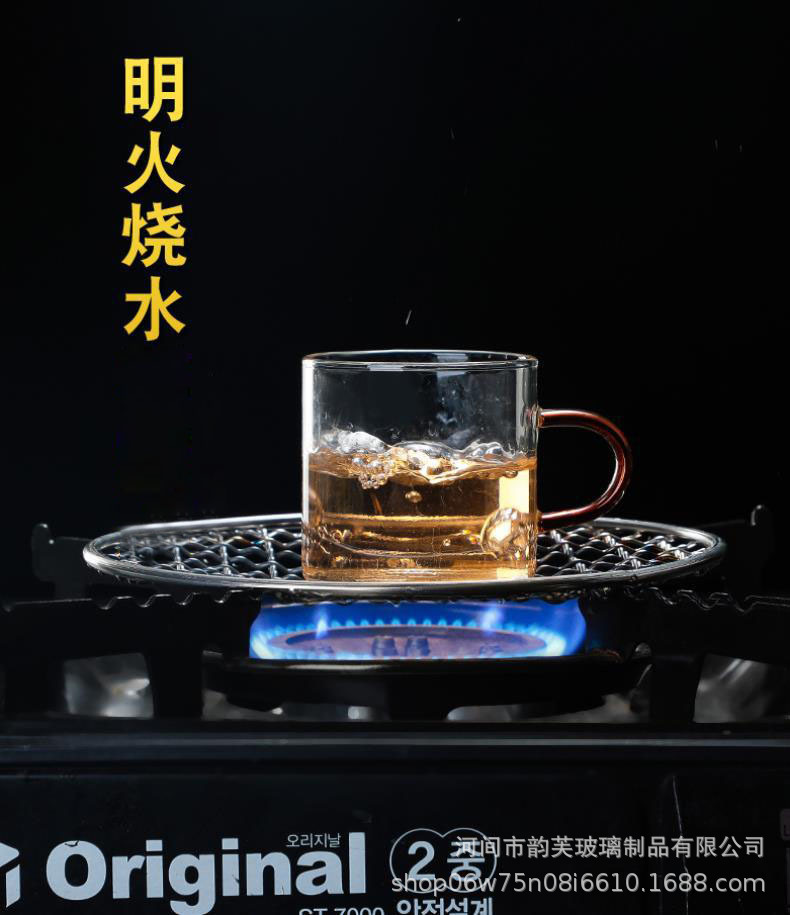 办公室高硼硅玻璃花茶小茶杯 彩色把手透明玻璃品茗杯品茶主人杯详情5