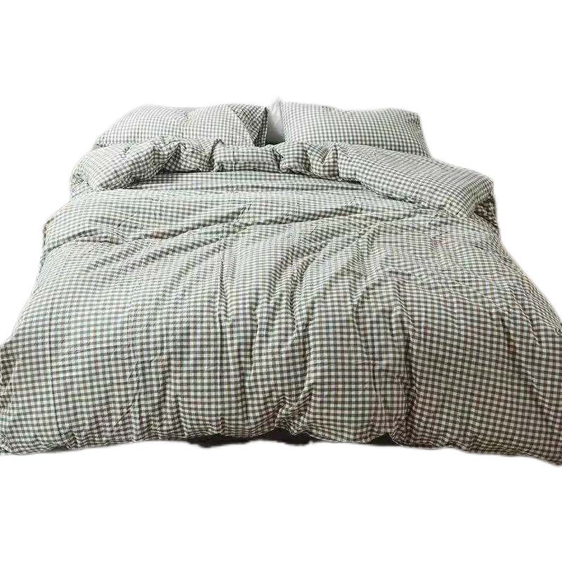 Classic checkered bed sheet and quilt cover four-piece set, student dormitory checkered bedding pic 9