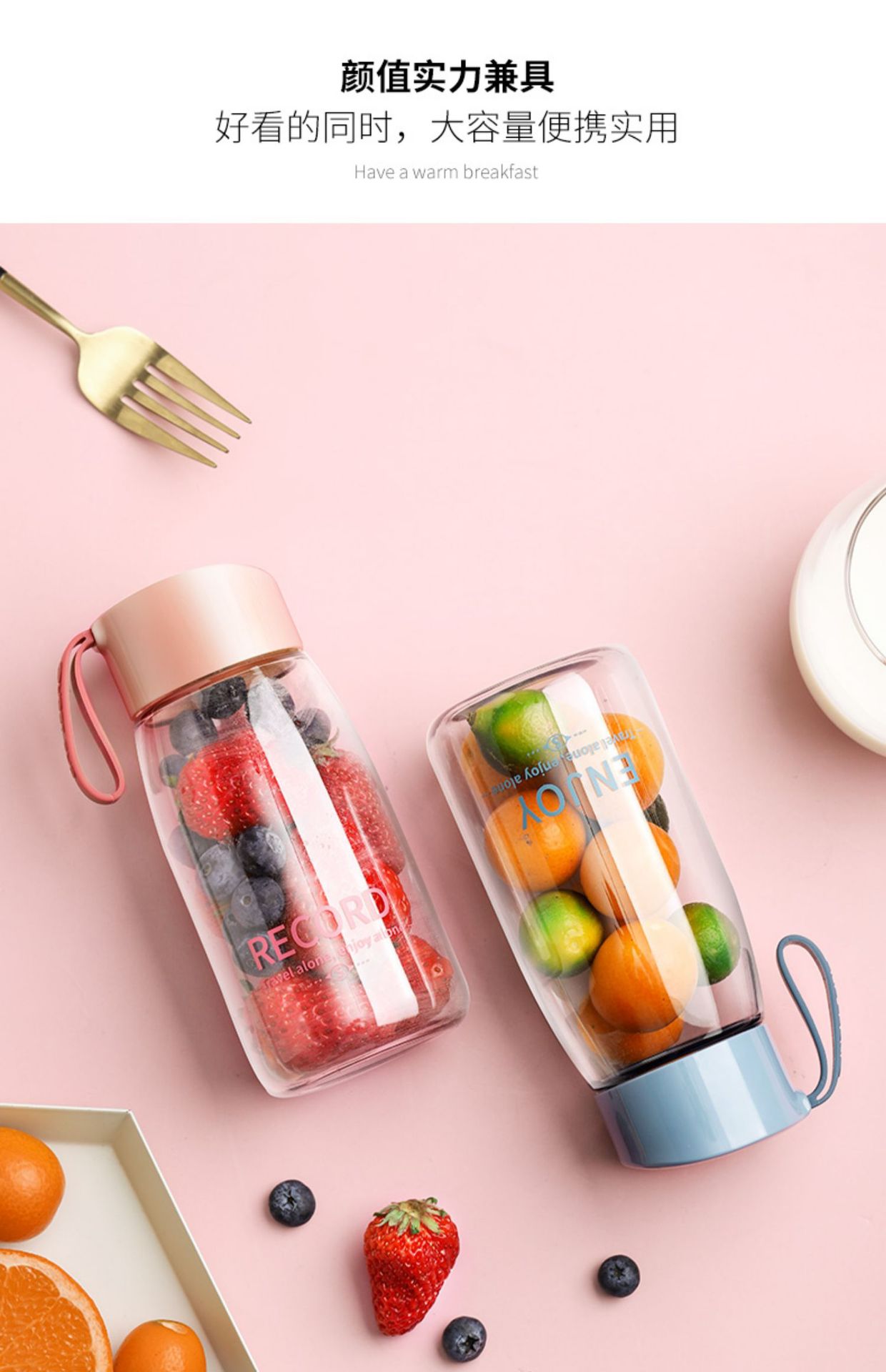 Cute and portable cup for girls and students. Simple and portable cup. Summer transparent plastic water cup. Leak-proof pic 4