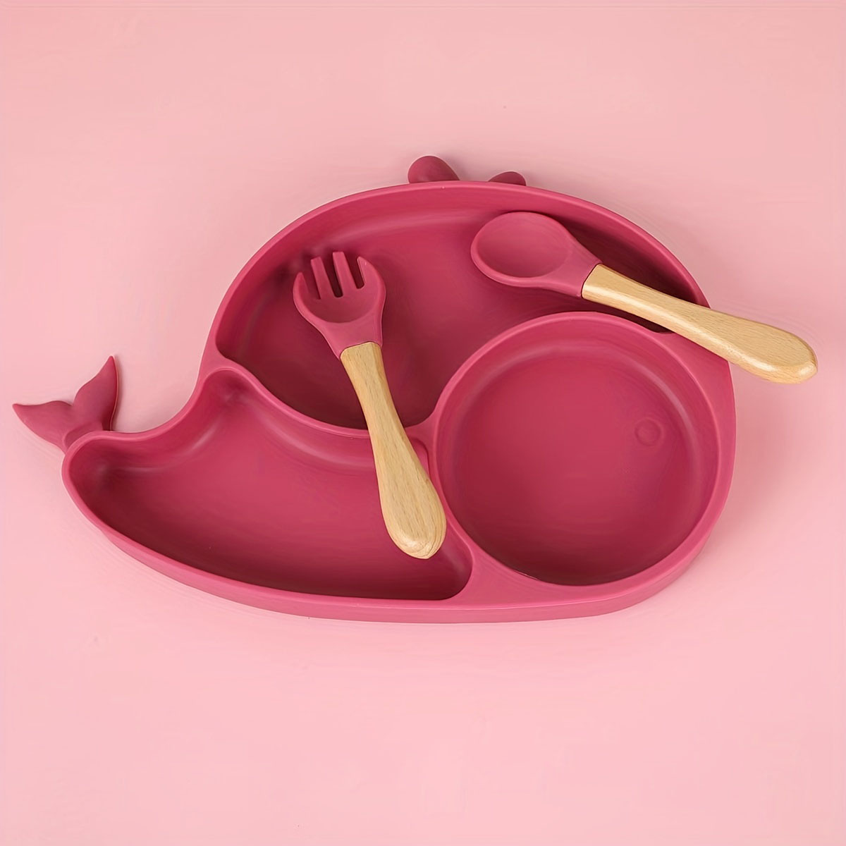 婴童新款食用级硅胶餐盘带勺叉动漫可爱婴幼儿安全餐具批发直销禾果米糊辅食瓶详情9