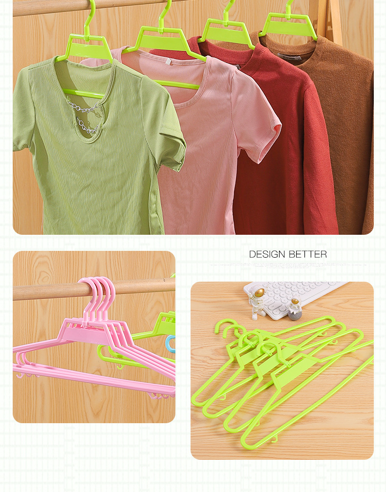 Manufacturer's colored plastic clothes hangers, daily-use round clothes hangers, home clothes drying racks, street stall clothes hangers, elderly clothes hangers pic 11