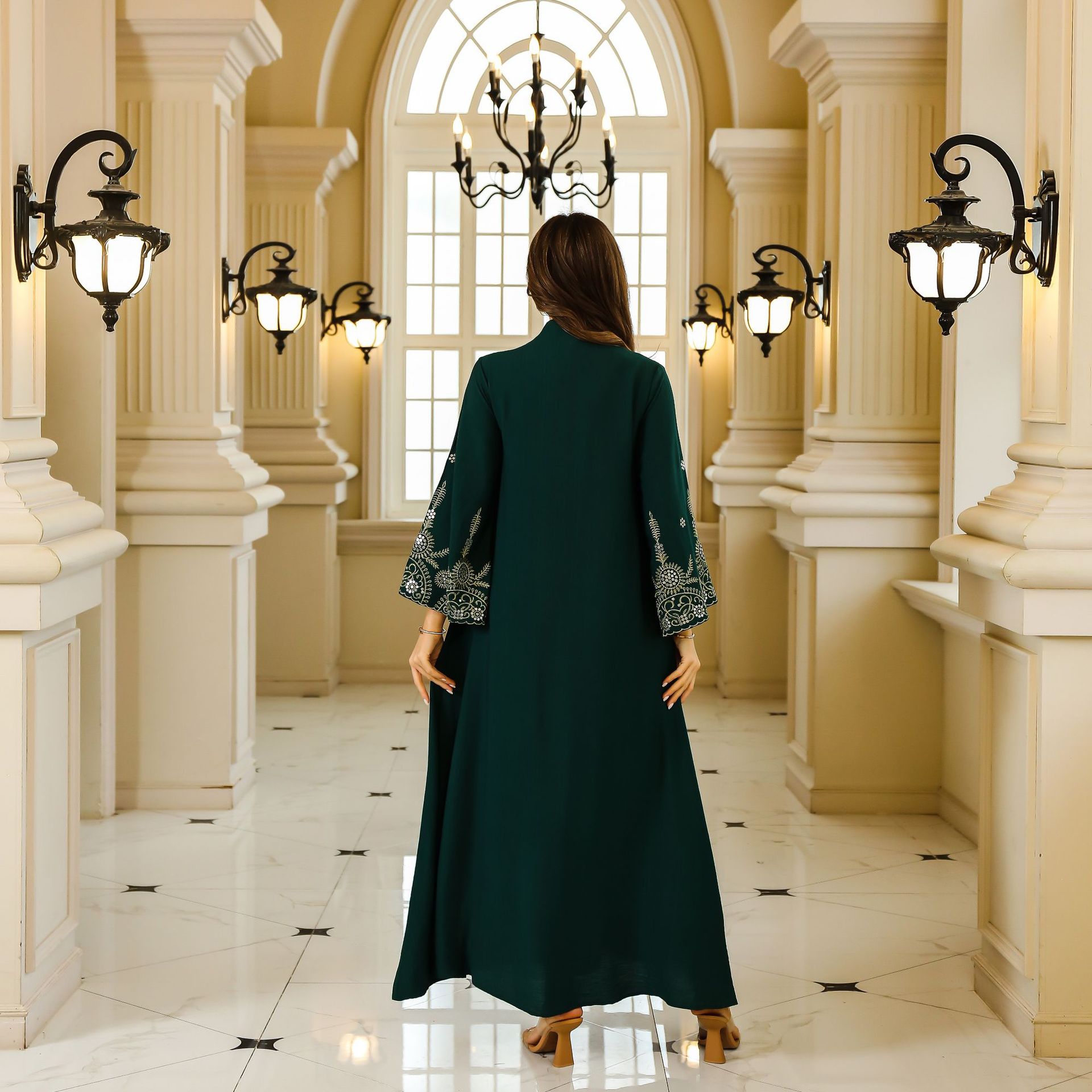 En stock europa y américa crossover musulmán mujer robe Medio Oriente dubai vestido abaya bordado robe grande vestido de noche pic 22