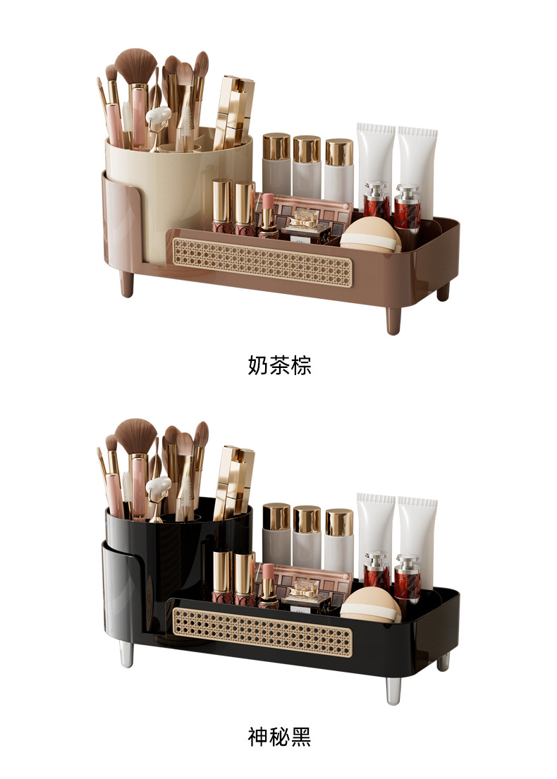化妆品收纳盒旋转桌面分格梳妆台置物架大容量高颜值护肤品整理盒详情10