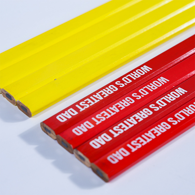 Customized large octagonal woodworking pencils, solid wood oval flat head marker pens, thick lead core, special woodworking pens for construction site marking pic 9