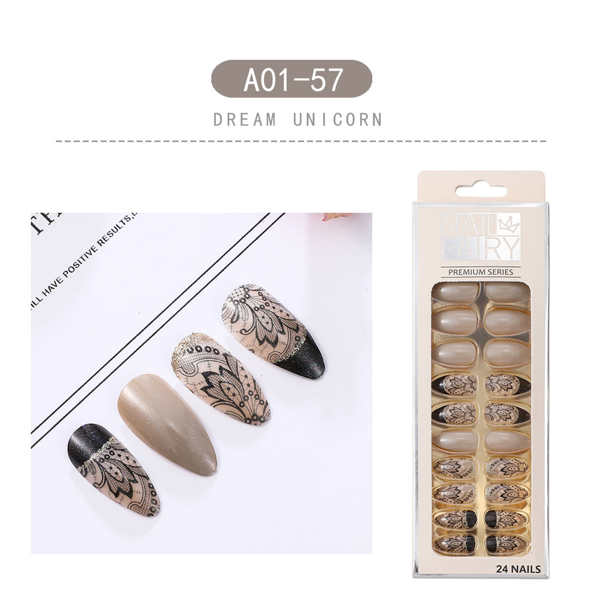 Cross-border fresh water drop nail nail patch finished nail patch detachable pointed nail wearable nail patch false nail pic 11