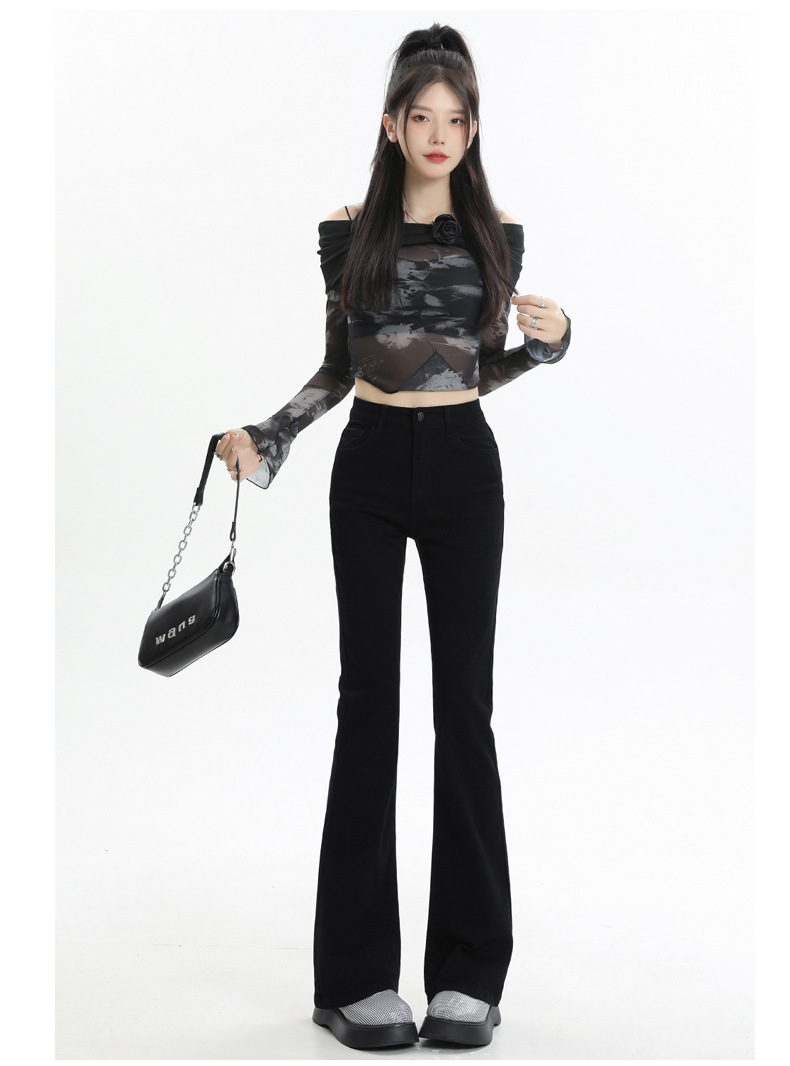 黑色微喇叭牛仔裤女春秋款2025新款高腰显瘦弹力修身喇叭马蹄裤子详情10