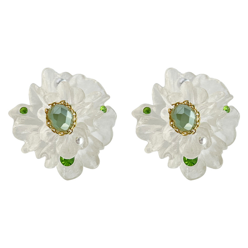 Forest-style super fairy handcrafted works ~ Three-dimensional sweet ice flower temperament silver needle stud earrings factory flower new style earrings for women pic 9